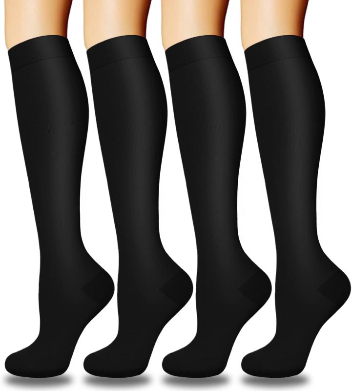 Photo 1 of Aoliks 4 Pairs Copper Compression Socks for Women & Men 15-20 mmHg,Best Support for Nurses Running Hiking L /  XL 