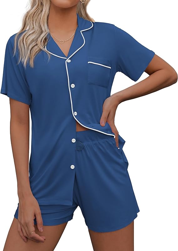 Photo 1 of Ekouaer Women Classic Button Down Soft Short Pajamas SetV M 

