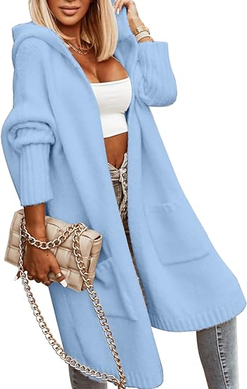 Photo 1 of Aoysky Womens Long Cardigans Cable Knitted Open Front Oversized Hooded Outerwear Sweater Coat
