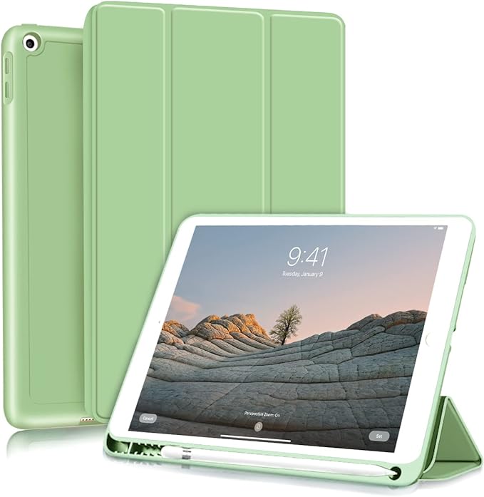 Photo 1 of KenKe iPad 9.7 inch 2018/2017 Case with Pencil Holder, Auto Wake/Sleep, Slim Soft TPU Silicone Smart Trifold Stand Protective Cover for iPad 6th Generation/iPad 5th Generation Case,(Light Green)  ( 5 pack ) 