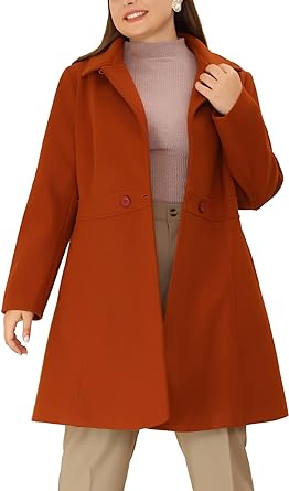 Photo 1 of Agnes Orinda Plus Size Peacoat for Women Winter Notched Lapel Single Breasted Elegant Long Trench Coats Jacket / size 3x