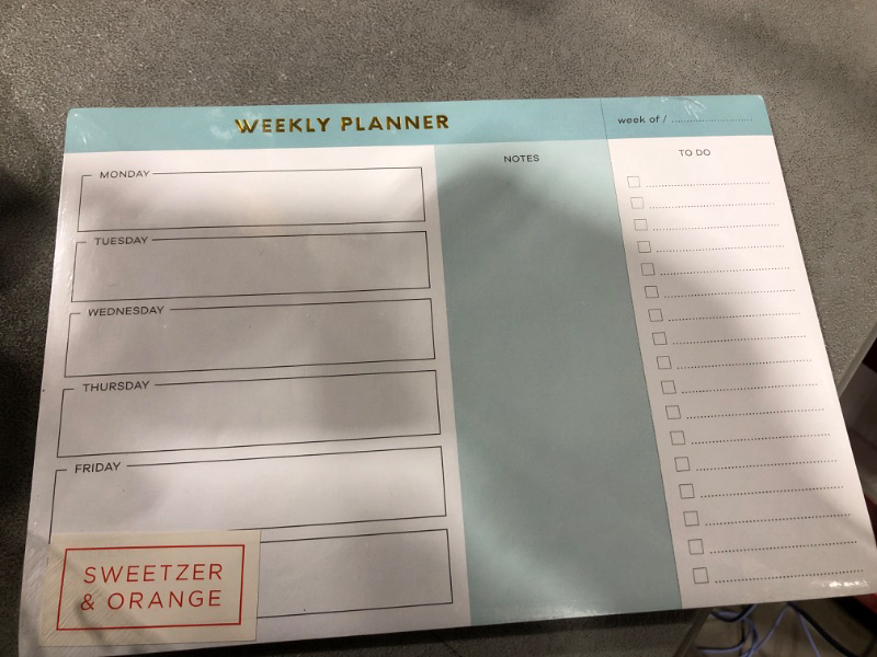 Photo 2 of Sweetzer & Orange Weekly To Do List Pad. Teal Gold Weekly Planner Notepad with Daily Planner Agenda Squares. 7x10” Day Planner 2022 2023 - Student Planner, Work Planner and Checklist Note Pad. Mint