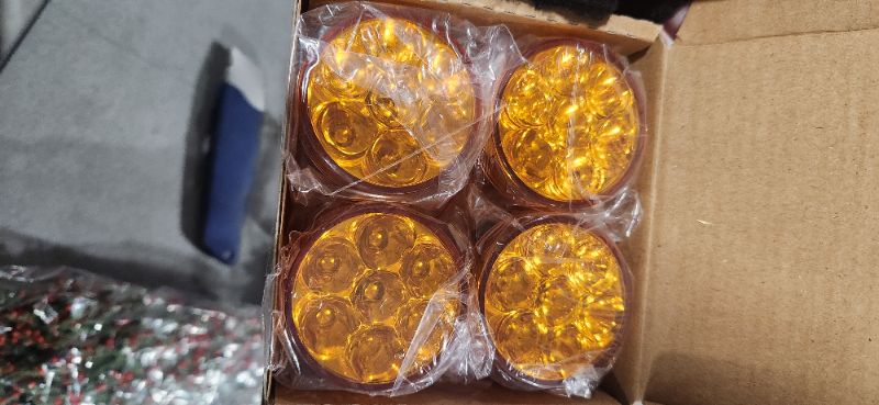 Photo 2 of 2.5" Round Truck Side Light Amber 7 LED Trailer Side Marker Lights Sealed Trucks Lamps Side Clearance Light for Boat RV Camper Trailer Truck?Amber,4 Pcs?
