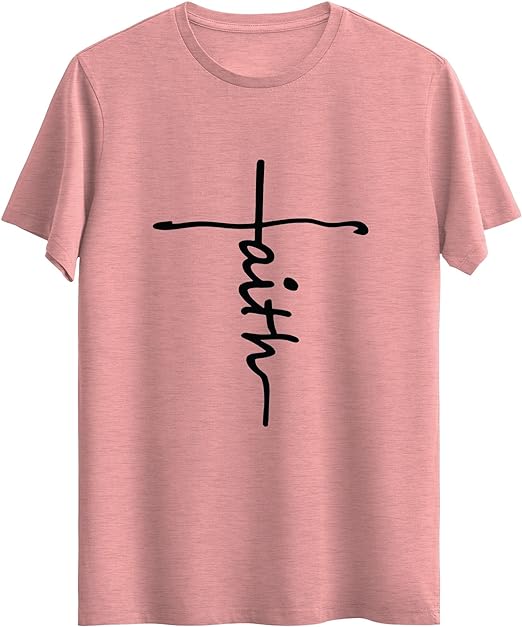 Photo 1 of Faith Graphic Top Tees Short-Sleeve Unisex Christian Shirt Cotton Printed Tshirt for Men and Women SMALL