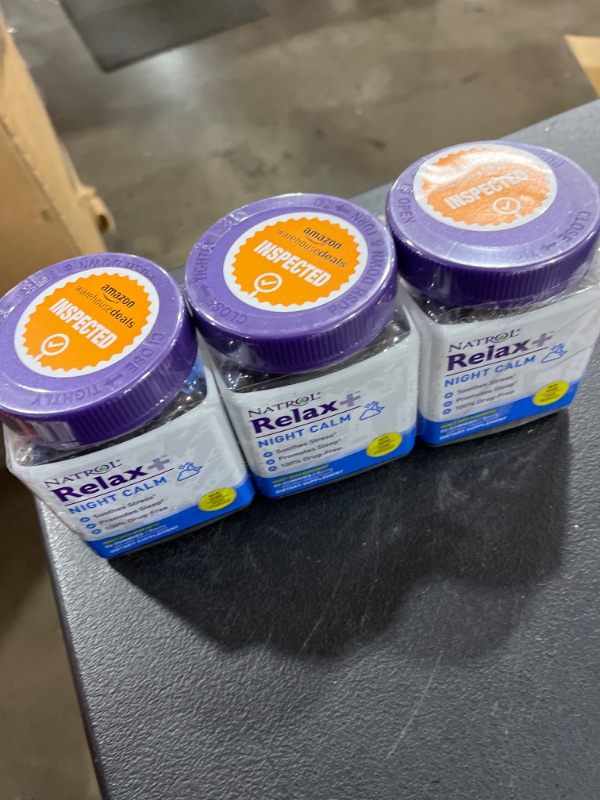 Photo 2 of 3 PK- Natrol Relax + Night Calm With L-Theanine, 5-HTP, Lemon Balm and Melatonin, Drug-Free Dietary Supplement for Nighttime Stress and Better Sleep, 50 Raspberry-Flavored Gummies, 25 Day Supply EXP 2/2024