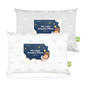 Photo 1 of 2pk Toddler Pillow, Soft Organic Cotton Toddler Pillows for Sleeping, 13X18 Kids Pillow - Gray Rainbow