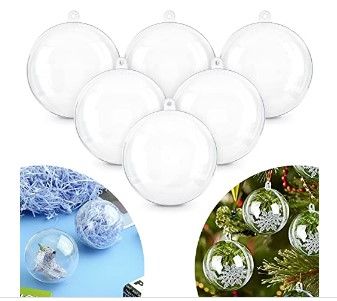 Photo 1 of 20pcs 3.14''/80mm Christmas Balls Clear Plastic Fillable Baubles Ball for Christmas Tree Ornaments Hanging Pendants Wedding Party Christmas