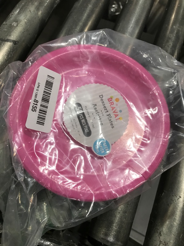 Photo 2 of Bright Pink Round Paper Plates - 8.5" (50 Pc) - Sturdy & Eco-Friendly Party Essentials - Perfect for Celebrations & Events