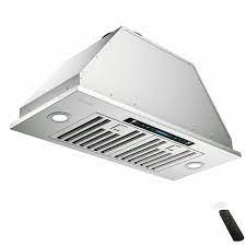 Photo 1 of 28 in. 900 CFM Ducted Insert with LED 4 Speed Gesture Sensing and Touch Control Panel Range Hood in Stainless Steel
