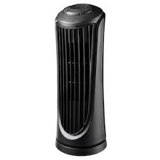 Photo 1 of 14 in. Desktop Oscillating Tower Fan in Black
