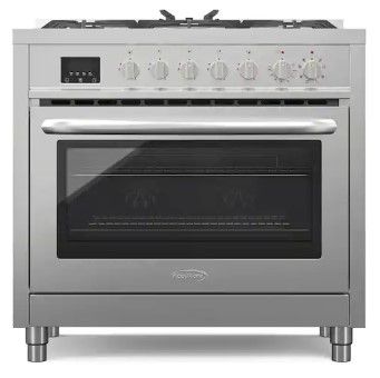 Photo 1 of 36 in. 5 Burner Freestanding Dual Fuel Range with Gas Stove and Electric Oven in. Stainless Steel
