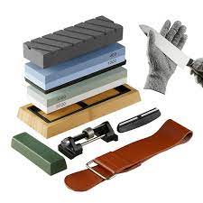 Photo 1 of 10-PCS Knife Sharpener 10.63 in. L 2-Dual Sided Grit Diamond Whetstone Knife Sharpening Kit with 3-Non-Slip Base Angle
