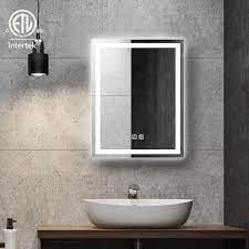 Photo 1 of 24 in. W x 30 in. H Rectangular Frameless LED Light with 3-Color and Anti-Fog Wall Mounted Bathroom Vanity Mirror
