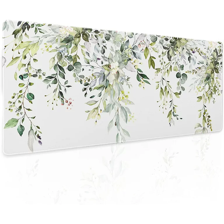 Photo 1 of Sage Green Leaves Gaming Mouse Pad XL Spring Summer Floral Extended Large Desk Mat 