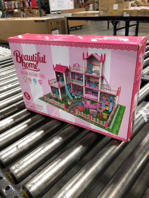Photo 1 of Doll House Set with 11 Rooms and Furniture Accessories, Pink Play Dream House 