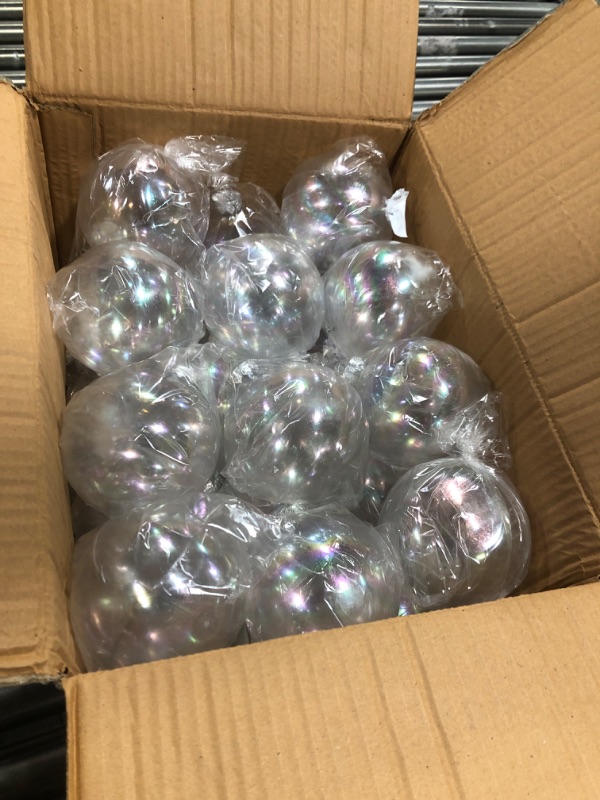 Photo 2 of 48 Pcs Funtery 4'' Christmas Clear Iridescent Ornaments Balls 4 inch Plastic Iridescent Ball