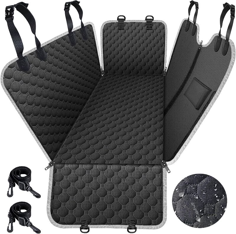 Photo 1 of Mancro Dog Car Seat Cover for Back Seat, Waterproof Car Seat Protector for Dogs with Side Flaps, Scratchproof Dog Backseat Cover, Durable Nonslip Dog Hammock for Sedans, Trucks, SUVs, Standard Black Standard