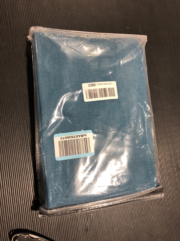 Photo 2 of PrinceDeco Primitive Textured Linen 100% Blackout Curtains for Bedroom/Living Room Blackout Curtains 84 Inches Long, Energy Saving Window Treatment Curtains with White Liner (2 Panels, Blue Sapphire) Blue Sapphire 52"W x 84"L