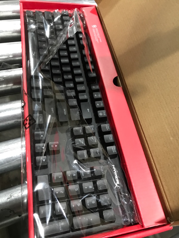 Photo 2 of HyperX Alloy Origins - Mechanical Gaming Keyboard, Software-Controlled Light & Macro Customization, Compact Form Factor, RGB LED Backlit - Linear HyperX Red Switch & Pulsefire Haste – Gaming Mouse Black Full Size HyperX Red Keyboard