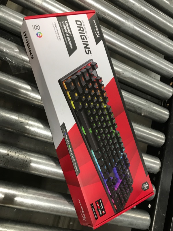 Photo 3 of HyperX Alloy Origins - Mechanical Gaming Keyboard, Software-Controlled Light & Macro Customization, Compact Form Factor, RGB LED Backlit - Linear HyperX Red Switch & Pulsefire Haste – Gaming Mouse Black Full Size HyperX Red Keyboard