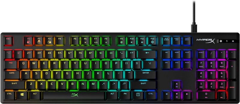 Photo 1 of HyperX Alloy Origins - Mechanical Gaming Keyboard, Software-Controlled Light & Macro Customization, Compact Form Factor, RGB LED Backlit - Linear HyperX Red Switch & Pulsefire Haste – Gaming Mouse Black Full Size HyperX Red Keyboard