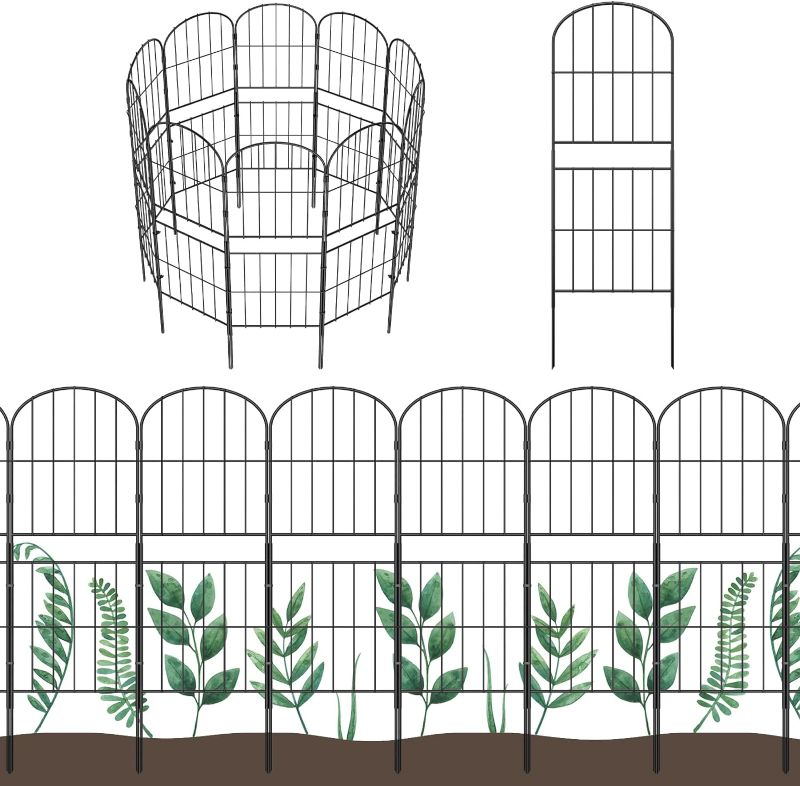 Photo 1 of Decorative Garden Fence Fencing 10 Pack, 36in (H) x 10.8ft (L) Rustproof Metal Wire Panel Border Animal Barrier for Dog, Flower Edging for Yard Landscape Patio Outdoor Decor, Arched