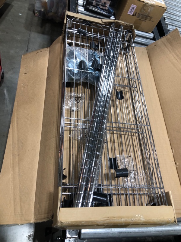 Photo 1 of Auslar 3-Shelf Storage Shelves with Casters Heavy Duty 3-Tier Rolling Cart Utility Racks Adjustable Wire Metal Storage Shelving, Chrome