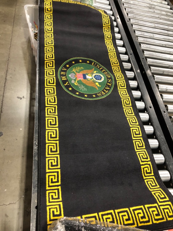 Photo 2 of US ARMY® Logo Bordered Design Machine Washable Non-Slip Rubberback Kitchen Runner Rug, 20"x 59", Black/Yellow