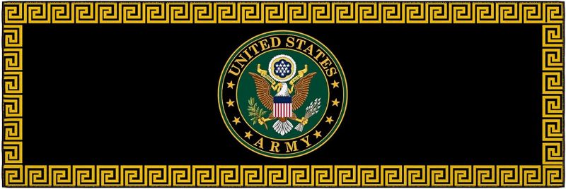 Photo 1 of US ARMY® Logo Bordered Design Machine Washable Non-Slip Rubberback Kitchen Runner Rug, 20"x 59", Black/Yellow