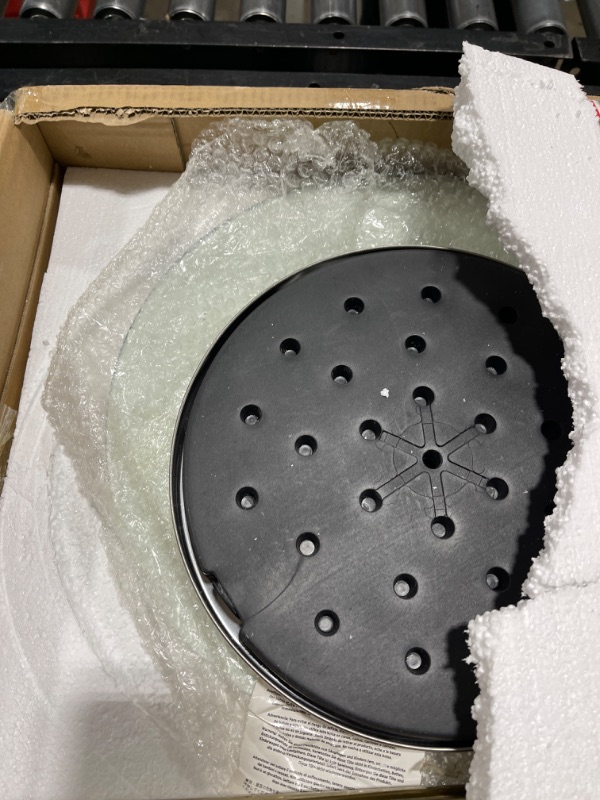 Photo 1 of mDesign Glass Top Side or End Table - 16" Minimalist Round Night Table - Slim Geometric Metal Accent Nightstand - Compact Furniture for Living Room, Bedroom, Bedside, and Small Spaces - Soft Brass Soft Brass 16 inch