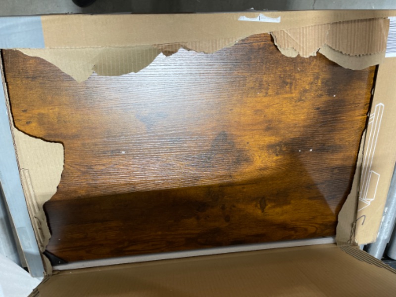 Photo 1 of OLIXIS Computer Small Desk 32 Inch Home Office Writing Study Work Storage Bag Headphone Hooks Simple Modern Wood Kids Student Table Basic Rustic Brown 32 Inches