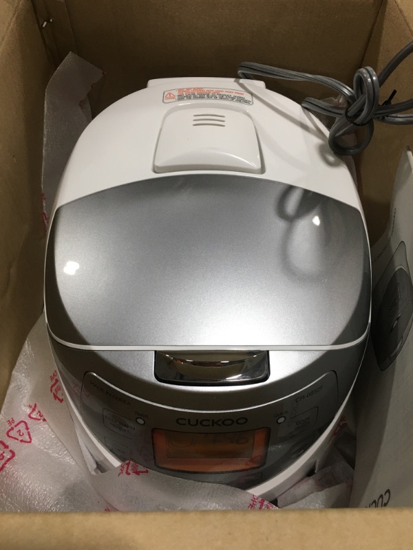 Photo 1 of 6-Cup (Uncooked) Micom Rice Cooker | 9 Menu Options: White Rice, Brown Rice & More, Nonstick Inner Pot, Made in Korea | White/Grey White/Silver