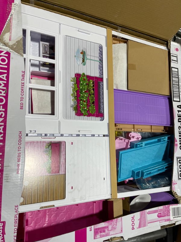 Photo 2 of Barbie Dreamhouse, Doll House Playset with 70+ Accessories Including Transforming Furniture, Elevator, Slide, Lights & Sounds Wheelchair Accessible Elevator