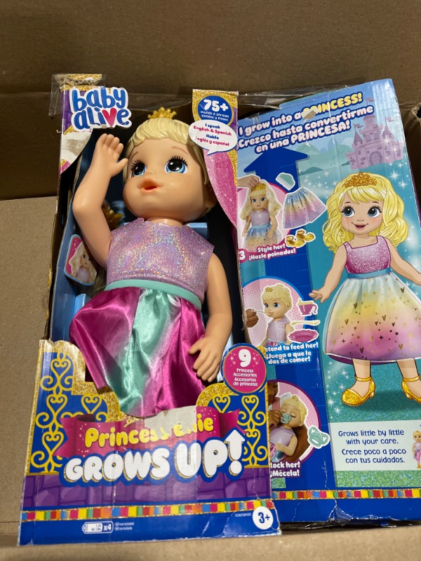 Photo 2 of Baby Alive Princess Ellie Grows Up! Interactive Baby Doll with Accessories, Talking Baby Dolls, Toys for 3 Year Old Girls and Boys and Up, Blonde Hair, 18-Inch