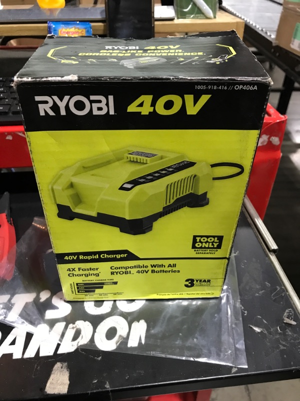 Photo 4 of RYOBI - 40V Lithium-Ion Rapid Charger - OP406AVNM