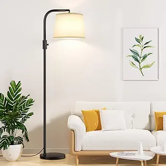 Photo 1 of ?Upgraded? Dimmable Floor Lamp, 1000 Lumens LED Edison Bulb Included, Arc Floor Lamps for Living Room Modern Standing Lamp with Linen Shade, Tall Lamp for Bedroom Office Dining Room- Black