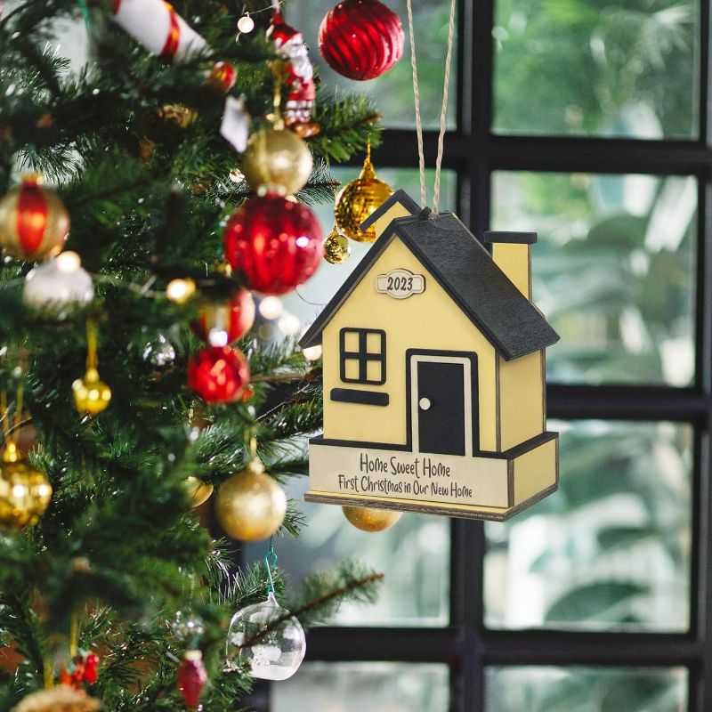 Photo 1 of EVOLUX 2023 House Christmas Ornaments 3D Wooden Keepsake Home Sweet Home Christmas Tree Home Decor Hanging Ornaments Housewarming Gift Ideas First Christmas in Our New Home New Home Gift Ornament 