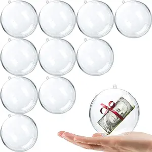 Photo 1 of 24 Sets Clear Ornament Ball Craft, Hanging Fillable Plastic Balls Christmas Ornaments with DIY Accessories for Christmas Tree Ornaments New Year Holiday Wedding Party Decoration(3.15'') 