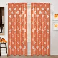 Photo 1 of Alishomtll Fall Sheer Curtains 84 Inches Long 2 Panel Sets, Fall Kitchen Curtains Wall Decor with White Fall Leaf, Orange Sheer Curtain Drapes for Living Room Bedroom Windows Home Fall Decor