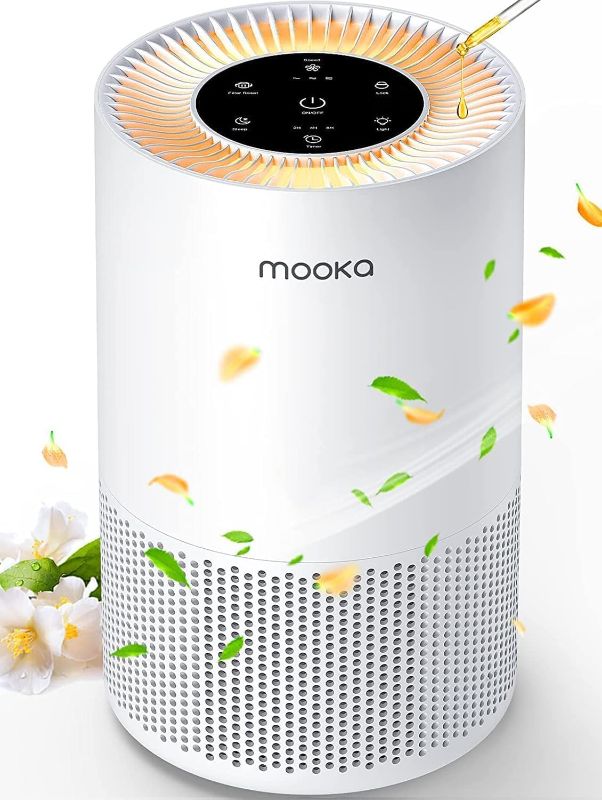 Photo 1 of Air Purifiers for Home Large Rooms up to 1200ft², MOOKA H13 True HEPA Air Purifier for Bedroom Pets with Fragrance Sponge, Timer, Air Filter Cleaner for Dust, Smoke, Odor, Dander, Pollen (White)
