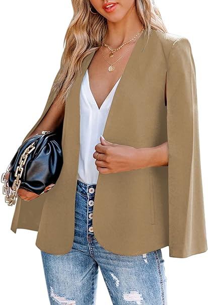 Photo 1 of Asvivid Womens Cape Blazer Split Sleeve Open Front Casual Cardigans Jacket Work Suit Workwear -  small 
