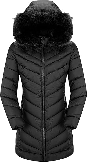 Photo 1 of Bellivera Puffer Jacket Women,Lightweight Padding Bubble Hooded Coat with Fur Collar Warmth Outerwear SMALL TAER ON THE OUTSIDE
