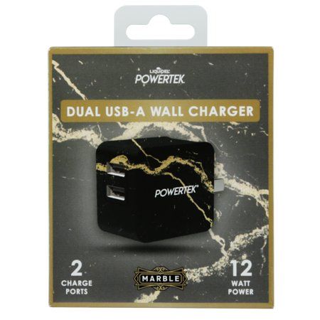 Photo 1 of Liquipel Dual USB-a Wall Charger Marble - Black/Gold

