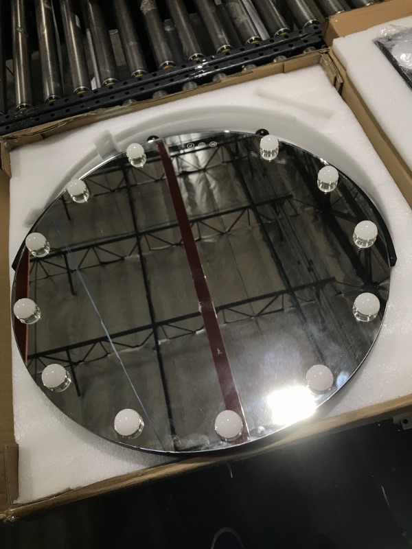 Photo 2 of Hasipu Vanity Mirror with Lights, 24" x 24" Hollywood Mirror, Makeup Mirror with 10X Magnification and Smart Touch Dimmable 3 Modes, 360° Rotation, Black Black 24" x 24"