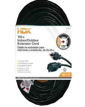 Photo 1 of 100 ft. 16/3 Indoor/Outdoor Extension Cord, Green
