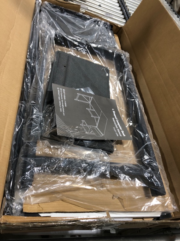 Photo 1 of DUMOS L Shaped Computer Desk Wood Corner PC Gaming Table with Side Storage Bag for Home Office Small Spaces, White White 50 Inch