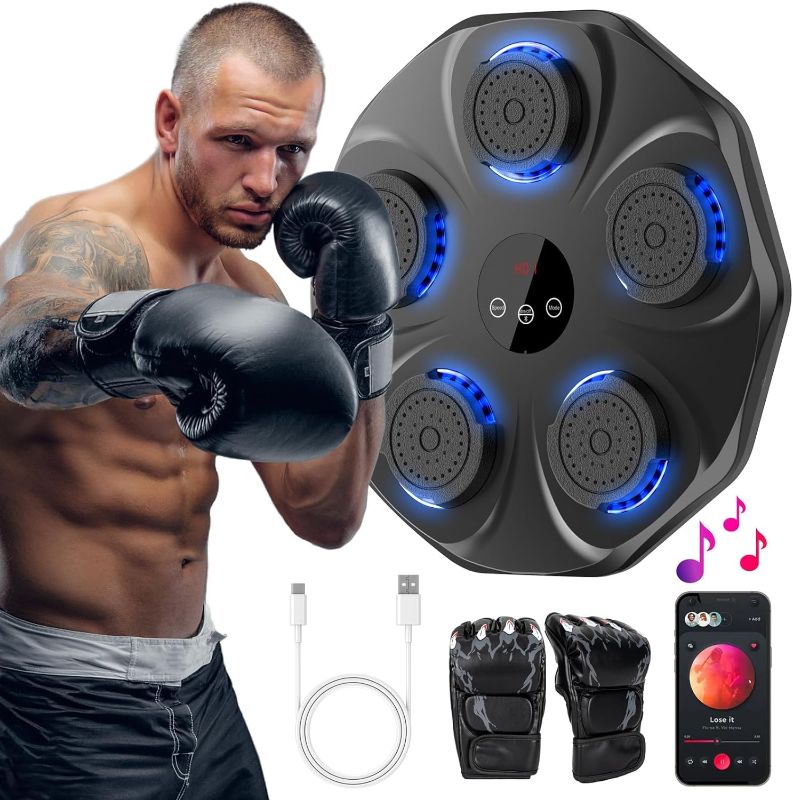 Photo 1 of TGLLM Music Boxing Machine with Boxing Gloves, Wall Mounted Smart Bluetooth Music Boxing Trainer, Electronic Boxing Target Training Punching Equipment