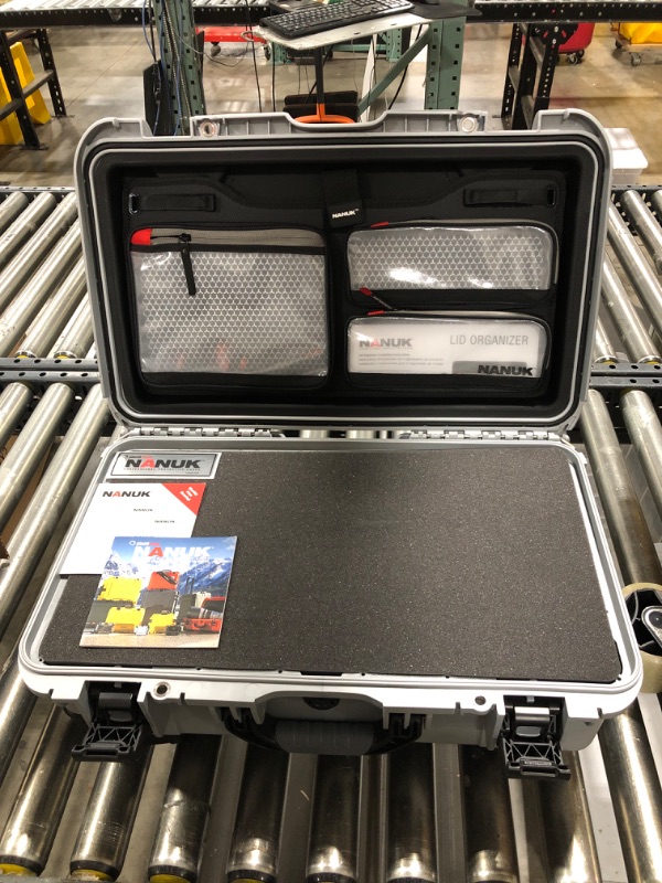 Photo 2 of Nanuk 935 Waterproof Carry-On Hard Case with Lid Organizer and Foam Insert w/ Wheels - Silver Silver Cubed Foam W/ Lid Organizer Case