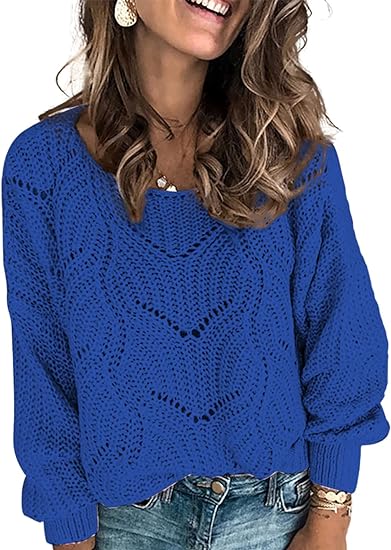 Photo 1 of 2XL Dokotoo Womens 2023 Cute Elegant Soft Crewneck Long Sleeve Hollow Cable Knit Pullover Sweaters
