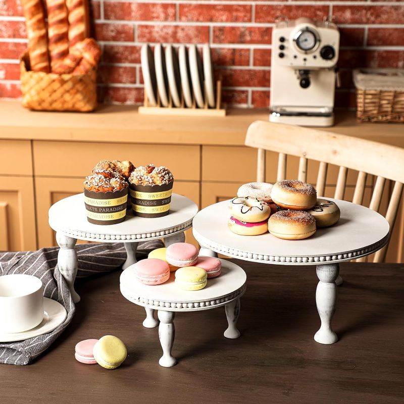 Photo 1 of " 12" Round Decorative Wood Cake Holder Tall Cake Stands for Dessert Display